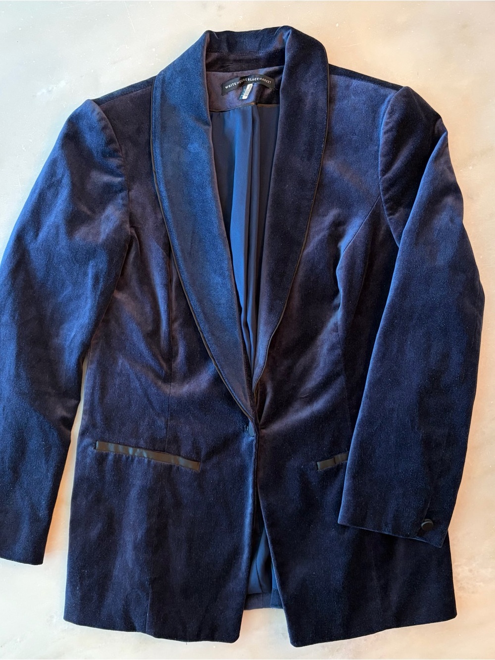 White House Black Market Velvet Blazer - Navy Blue - Picture 7 of 8